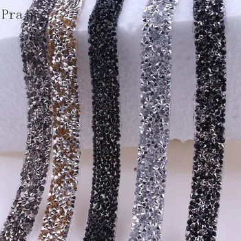 Prajna Strass Kristal Sıcak Düzeltme Glitter Elbise Rhinestones Giyim Motifleri Şerit Sıcak Düzeltme Süs Dıy Aksesuarları 1 Yard G