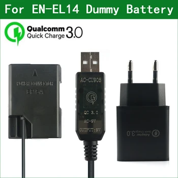 QC3. 0 EN-EL14 EL14A EP-5A Kukla Pil Güç Bankası USB kablosu Nikon D3100 D3200 D3300 D3400 D3500 D5100 D5200 D5300 D5500