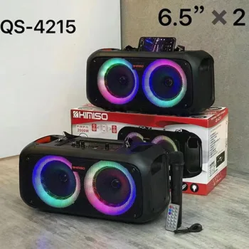 QS-4215 Kımıso çift 6.5 inç açık kablosuz bluetooth hoparlör taşınabilir ev sineması karaoke subwoofer çok fonksiyonlu hoparlör
