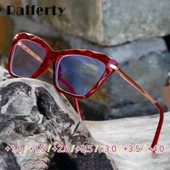 Ralferty 2020 Blok Mavi ışık okuma gözlüğü Kadın Kedi Göz Gözlük Çerçeve Şeffaf Presbiyopik Hipermetrop Gözlük Sınıf + 2.0 1.25 0