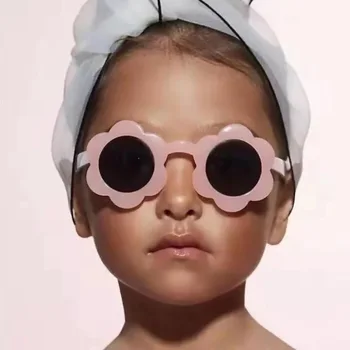 Renkli Şeffaf Güneş Gözlüğü Çocuk 2022 Kızlar Yuvarlak Çiçek Şekli Çocuk güneş gözlüğü Bebek Küçük Çerçeve Kişilik Hediye Gözlük