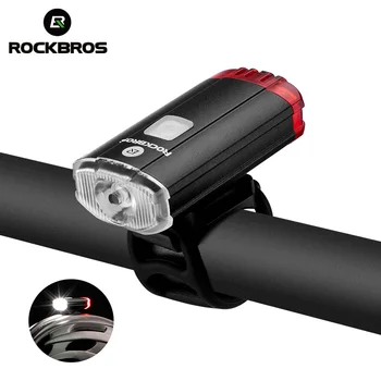ROCKBROS Bisiklet ışık 100 Lm Bisiklet Ön Arka İşık Lambası USB Şarj El Feneri Bisiklet Fener Far Bisiklet Aksesuarları