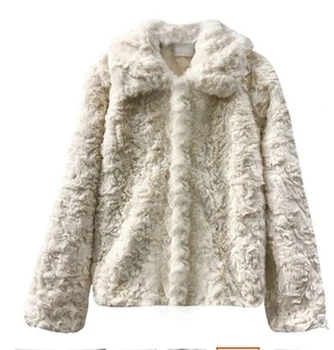 Sahte Geyik Derisi kadın Kürk Palto Yeni Kış Lambswool Ceketler Gevşek Taklit Vizon Kadın Giyim Kalın Paltolar