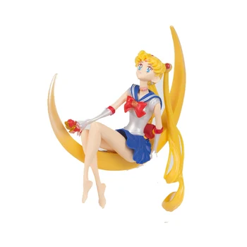 Sailor Moon Anime Kız Figürü 15 cm Tsukino Usagi Heykelcik Tanrıça Ay Tavşan Kek Dekorasyon Masaüstü Türevleri