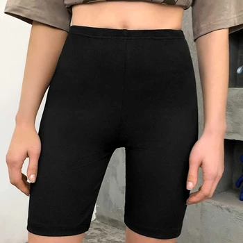 Seksi Kadınlar Yüksek Bel Elastik Saf Renk Biker Şort Zayıflama Seksi Süper kısa pantolon Spor Tayt Şort Kadın Giyim