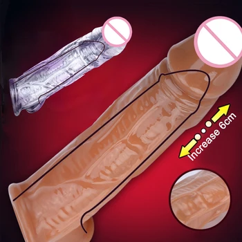 Silikon Penis Extender Kollu Gecikme Boşalma Prezervatif Seks Oyuncakları Adam İçin Yetişkin Oyunu Erotik Araçları Erkek Büyütme Dildos