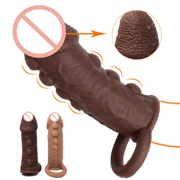 Silikon Penis Kapak Kullanımlık Prezervatif Büyütme Ekstra Kalın Penis Extender Cock Yüzükler Kollu Gecikme Boşalma Sexitoys Erkekler İçin