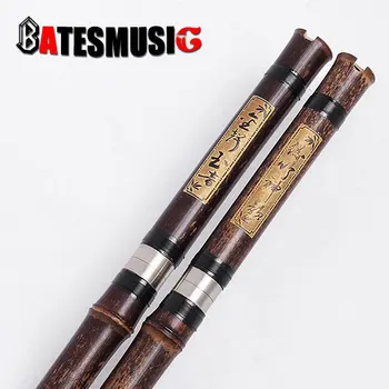 Siyah bambu flüt, bakır-nikel alaşımı, üç delikli flüt, sekiz delikli G, F tuşu