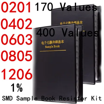 SMD Örnek Kitap Direnç Kiti 0805 0201 0402 0603 1206 1 % SMT Chip Direnç Ürün Çeşitliliği Kiti 170 Değerleri Örnek Kitap FR-07 0Ω-10MΩ