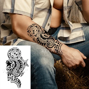 Su geçirmez Geçici Dövme Etiket Yıldız Ay Totem Geometrik Desenler Sahte Dövme Flaş Dövme El Kol Vücut Sanatı Erkekler Kadınlar için