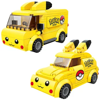 Sıcak Karikatür Anime Pokemon Pikachu Sevimli Araba Otobüs Modeli Yapı Taşları Tuğla Setleri Klasik Film Bebekler Çocuk Oyuncakları Çocuklar İçin hediye