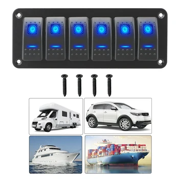 Tekne Karavan RV LED Geçiş Anahtarı Paneli Çift ışık anahtarı 12/24V 6 Gang Su Geçirmez ON-OFF Rocker Anahtarı Paneli