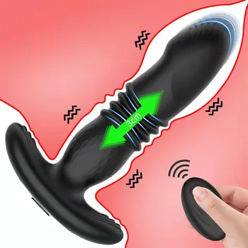Teleskopik Yapay Penis Anal Plug Vibratör Erkek prostat masaj aleti Kablosuz Uzaktan Seks Makinesi Masturbator Butt Plug Seks Oyuncakları Erkekler için