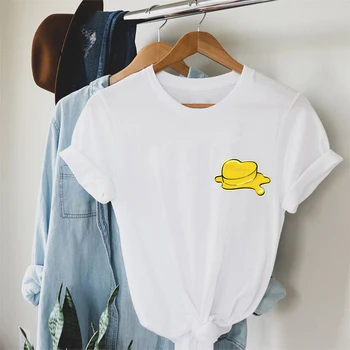 tereyağı Mektup Baskı T-Shirt Kpop Kore Harajuku Tarzı Kısa Kollu Serin Moda Grafik Gömlek Estetik Crewneck Tees