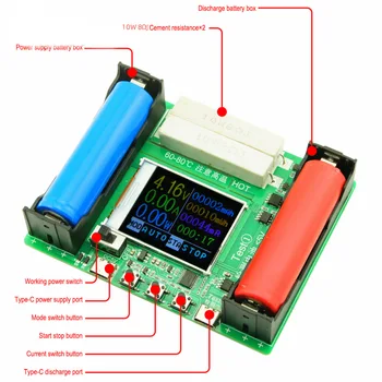 Tip-C lcd ekran Pil Kapasitesi Test Cihazı mAh MWh Lityum Pil Dijital Pil Güç Dedektörü Modülü 18650 pil test cihazı