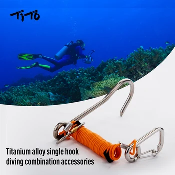 TiTo Titanyum Resif Kanca Tüplü Dalış Tek Drift Kanca Teleskopik Bahar Halat Dalış Aksesuarları Akım Kanca