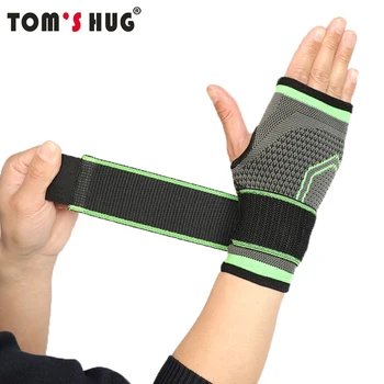 Tom'un Hug Pressurizable Bandaj Bilek Desteği Palm Koruyun Bileklik 1 Çift Profesyonel Spor Bilekliği Bilek Brace Yeşil