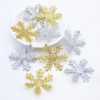 Toptan 500 Adet 40mm Glitter Kar Tanesi Aplike Parti Noel Şapka Yamalar El Sanatları DIY Şapka Yay ağaç dekor Aksesuarları