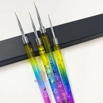 Tırnak Sanat Gömlekleri Çizgi Fırçaları İnce Çizgi Çizim Detay Boyama Sıvı Gökkuşağı UV Akrilik Manikür Aracı