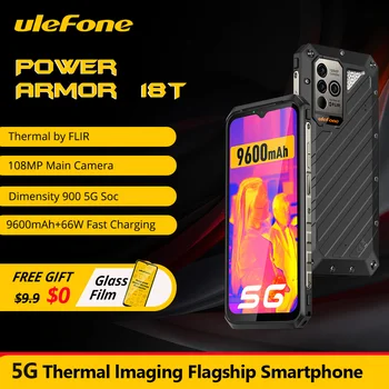 Ulefone Güç Zırhı 18T Sağlam Telefon FLIR ® akıllı telefon 12GB + 256GB 9600mAh cep telefonu NFC telefonlar Android 12 Küresel sürüm