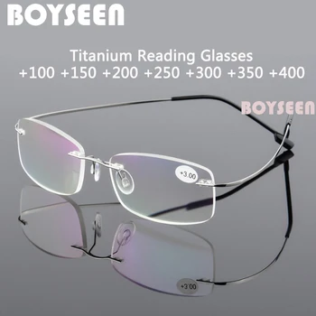 Unisex Titanyum Alaşımlı Vidasız Çerçevesiz okuma gözlüğü, Kadınlar Yüksek Çözünürlüklü Anti Yorgunluk Ultralight Presbiyopi Gözlük 0