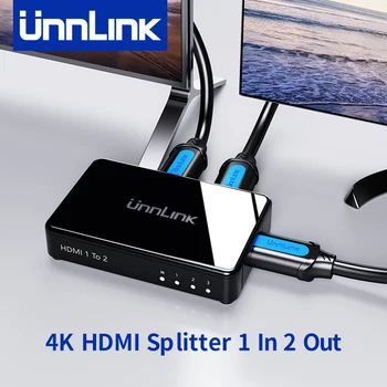 Unnlink HDMI Splitter 1x2 UHD 4 K 30Hz 1 2 Out Dönüştürücü Bilgisayar TV Kutusu için Mİ 3 xbox one PS4 Monitör