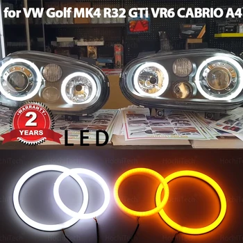 Volkswagen VW Golf MK4 R32 GTı VR6 CABRİO A4 98-04 Beyaz Sarı Çift Beyaz Pamuklu LED melek gözler kiti ışık halkası Dönüş ışığı