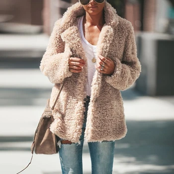 WYWMY Faux Kürk Kadın Polar Tişörtü Yüksek Kaliteli Kürk Palto Kış sıcak Slim Fit Kadın Ceket Hırka Peluş Ceketler