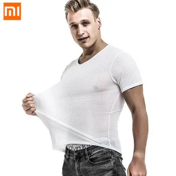 XiaoMi buz ipek örgü T-shirt erkek örgü nefes, kuru ve cilt dostu spor spor yaz çabuk kuruyan kısa kollu 2021