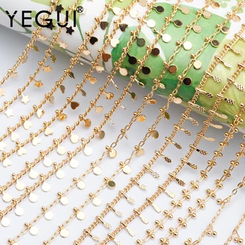 YEGUİ C114, takı aksesuarları, diy zincir, 18 k altın kaplama, 0.3 mikron, el yapımı, diy bilezik kolye, takı yapımı, 1 m / grup