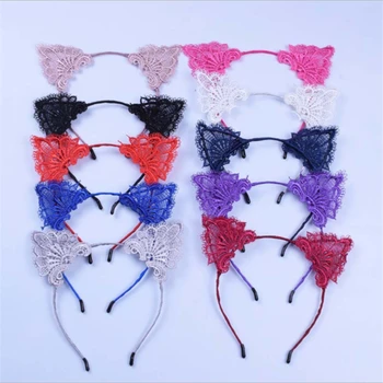 Yeni dantel kedi kulaklar kafa bandı, Noel partisi parti fotoğraf performans şapkalar, cosplay kafa bandı