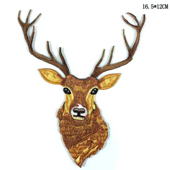 Yeni Karikatür Noel Geyik Nakış Aplikler Demir on Yamalar Giyim için Elk Başkanı Çıkartmalar Sevimli Hayvan Rozetleri Yamalar