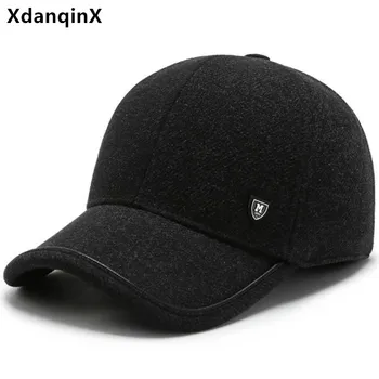 Yeni Kış erkek Sıcak Earmuffs Şapka Artı Kadife Kabartmak Beyzbol Kapaklar Snapback Kap Ayarlanabilir Boyutu Rahat Soğuk geçirmez Pamuk Şapka
