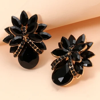 Yeni Orijinal Tasarım Ananas Şekilli Küpe Moda Vintage Siyah Pembe Renkli kristal saplama küpeler Kadınlar Takı 2023 Trend