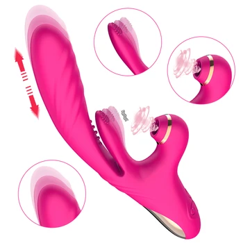 Yeni Stil Emme Teleskopik Tokat Vibratörler Kadınlar İçin Klitoris Enayi Meme Klitoris Stimülasyon Gül Kırmızı Yapay Penis Seks Oyuncakları Yetişkinler için