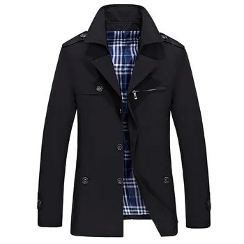 yeni varış moda Sonbahar Erkekler Dayanıklı Kırışıklık Rüzgarlık Rahat Tek Göğüslü Erkek Trençkot Ceket artı boyutu M-5XL
