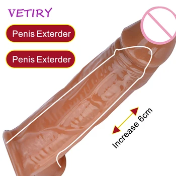 Yeniden kullanılabilir Penis Kollu Seks Oyuncakları Erkekler için Erkek Dildos Prezervatif Artırıcı Dick Genişletici Erkek Büyütme Gecikme Boşalma Penis Halkası