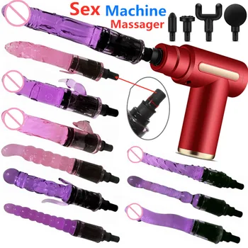 Yetişkin Seks Oyuncakları Otomatik Fasya Masaj Tabancası Adaptörü Seks Makineleri Aksesuarları Sokmak Vibratörler Dildos Penis Kadın Masturbators