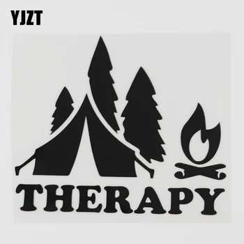 YJZT 12.7 CM X 10.7 CM Terapi Kamp Camper Yürüyüşçü Çıkartması Vinil Araba Sticker Siyah / Gümüş 8A-1032