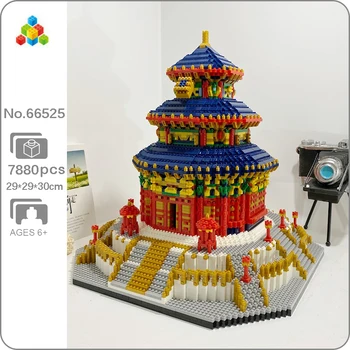 YZ 66525 Dünya Mimarisi Çin Cennet Tapınağı Saray Modeli DIY Mini Elmas Blokları Tuğla Yapı Oyuncak Çocuklar için hiçbir Kutu
