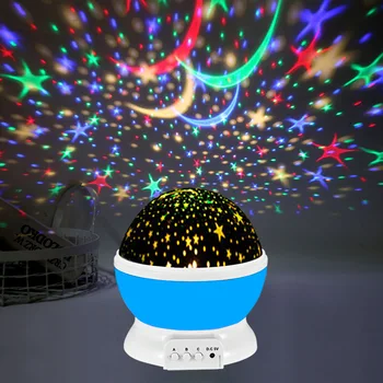 Yıldız Projektör Lambası Çocuk Yatak Odası LED Gece Lambası Bebek Lambası Dekor Dönen Yıldızlı Kreş Ay Galaxy Projektör Masa Lambası