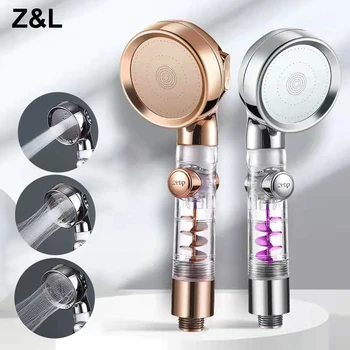Z & L 3 Modları Banyo Yüksek Basınçlı Duş Başlığı ile Açma/Kapama Düğmesi Su Tasarrufu Banyo Spiral Pervane Fan Duş başlığı