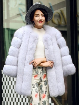 ZADORIN Yüksek Kalite Kış Kadın Palto Lüks Faux Fox Kürk Ceket Kalın Sıcak Uzun Kabarık Kürk Ceket Pembe Ceket Bontjas