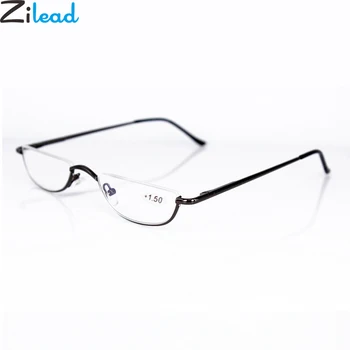 Zilead Ultra hafif Metal Yarım Çerçeve okuma gözlüğü Taşınabilir Erkekler İş Presbiyopi Gözlük Durumda Unisex Diyoptri + 1.0 ila + 4.0