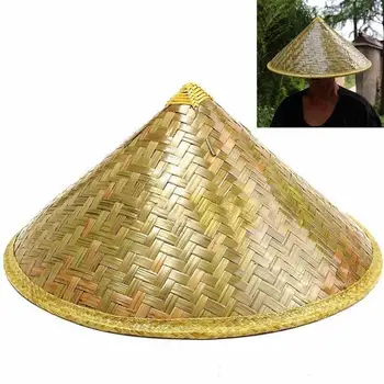 Çin Şapka Bambu Şapka 42x27 cm Rattan Balıkçı Şapka Retro Stilleri El Yapımı Örgü Saman Turizm Koni Balıkçılık Güneşlik Yağmur Kapakları