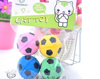 Ücretsiz kargo pet kedi sünger topları futbol topları için dört renk küçük kedi 40 adet / grup