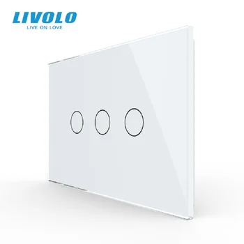 Üretici, Livolo duvar anahtarı VL-C903-11, 3-gang 110~220 V kristal cam Panel, AU / ABD standart dokunmatik ekran kontrol duvar ışık