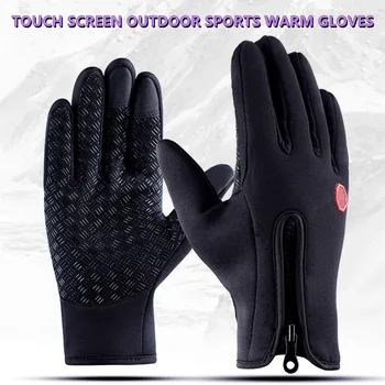 4@ # Açık Bisiklet Kayak Dağcılık Balıkçılık Spor Anti-skid dokunmatik ekran eldiveni Erkekler Kadınlar Kış Fermuar Sıcak Eldiven